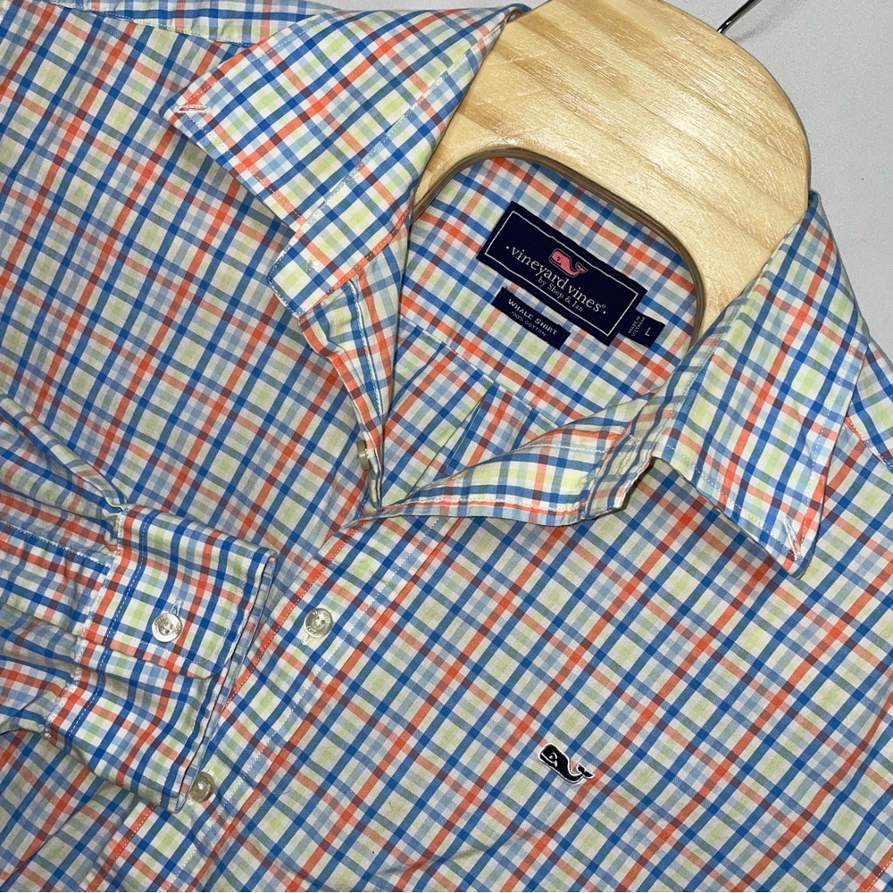 Vineyard Vines by Shep & Ian Whale Shirt Cotton Plaid Button Down Men's Size L